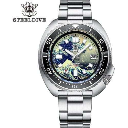 STEELDIVE SD1970J Abalone Kanagawa 200M Waterproof Sapphire Crystal Stainless Steel NH35 Automatic Mechanical Mens Diving Watch