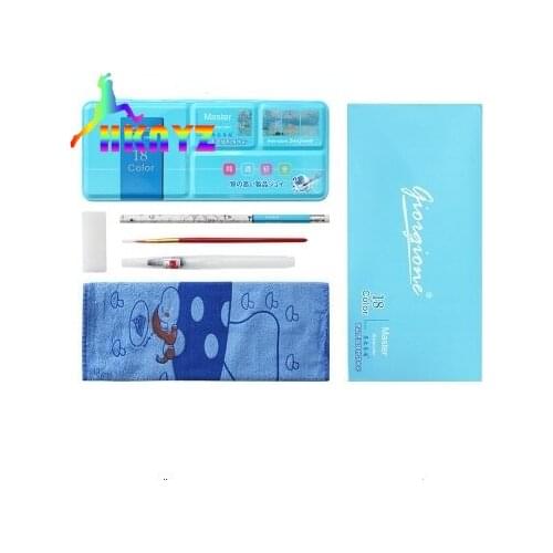 Start season new 24 color solid watercolor pigment powder art painting pigment childrens brush 7 piece set art supplies