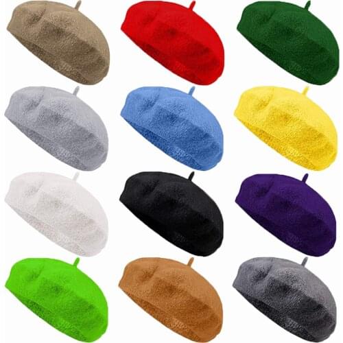 Warm Wool Vintage Plain Beret Hats French Berets Spring Winter Beanie Hat Women Girl Street Cap Winter Berets Women Men Unisex