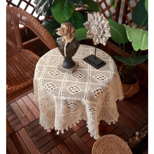 Vintage tablecloth cotton crochet cover cloth tea table cloth dining room cloth art cover towel art shooting props table flag