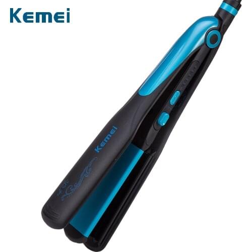 Kemei hair straightener professional 2 in 1 ionic straightening iron & curler styling tool waves curling irons curler women