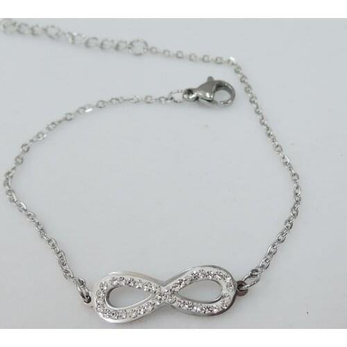 High quality top fashion bracelet made of 100% stainless steel -anti-allerge ,popular 8 with diamon shape -silver and gold color