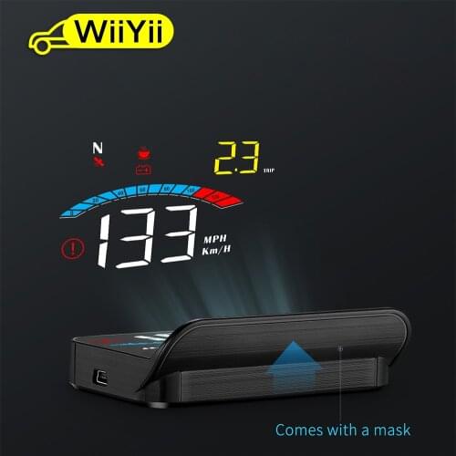 WiiYii Newest M16 Windshield HUD Projector with Navigation Car Head Up Display OBD2 HUD GPS Speedometer Water & Oil temp RPM
