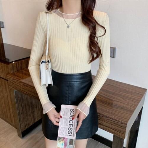Woman Sweaters Pullover Knitted Sweater Slim Long Sleeve Sweater Casual Autumn Womens Jumper