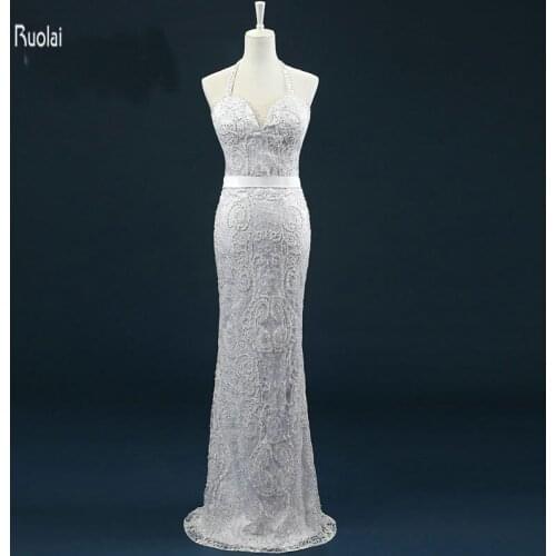 Elegant Vestido de Noiva Sheath Wedding Dresses Beading Backless Long Bridal Gowns with Removable Halter 2017 Robe De Mariage