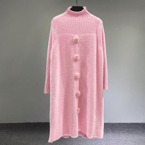 Streetwear ladies famous sweet knitted faux mink fur dress Womens Fashion Soft spring Sweater Pullover S7217