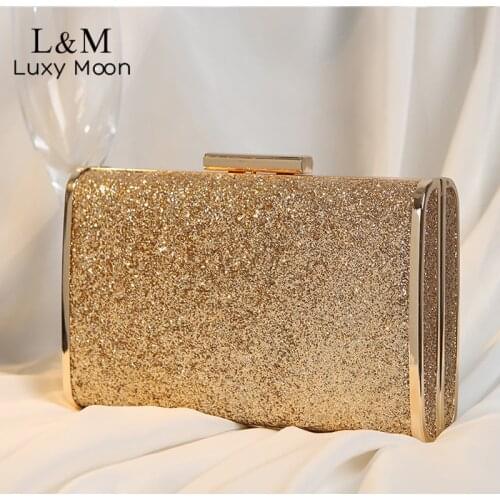 Women Sequin Evening Bag Small Luxury Designer Bag Clutch Purse And Handbag Gold Silver Wedding Party Chain Shoulder Bag X474H