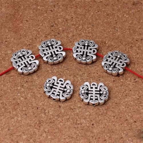 10pcs/lot Chinese Classic Tibetan Silver Metal Beads 17x15x3mm Handmade Spacer Beads For Women Men Birthday DIY Jewelry Making