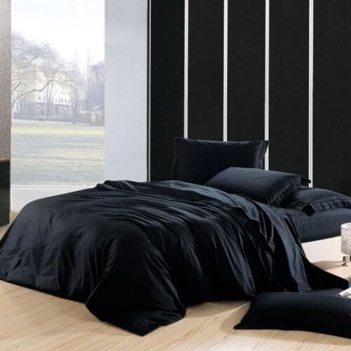 100%Cotton Duvet Cover Queen King size Solid Color Black Grey Bedding set Reversible Soft Comforter Cover Bed Sheet Pillowcases