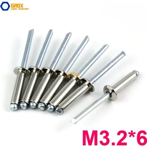 100 Pieces M3.2*6 304 Stainless Steel Blind Rivet Pop Rivet Open End