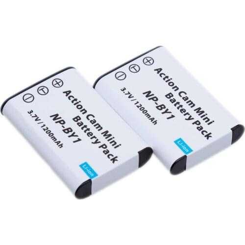 2pcs/lot 3.7v 1200mAh NP BY1 NP-BY1 NPBY1 Rechargeable Li-ionBattery For Sony Handycam NP-BY1 Action Camera Batteries Mini HDR-A