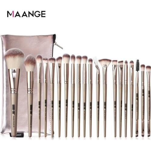 MAANGE 20 Pcs Natural Makeup Brushes with Bag Foundation Powder Eyeshadow Eyebrow Brush Set Cosmetic Tool Profesional Maquillaje