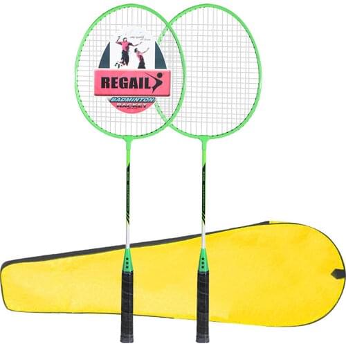 2021 REGAIL Sturdy Badminton Racket Lightweight Quality Ferroalloy Badminton Racket with Bag for Indoor Outdoor Sports Fitness
