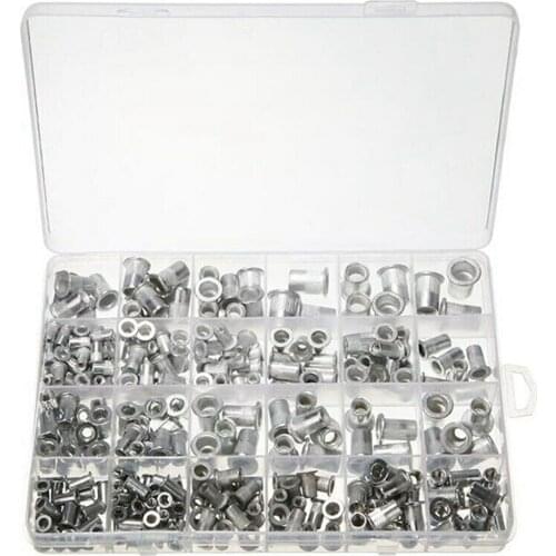 300pcs M3 M4 M5 M6 M8 Aluminum Threaded Nuts Nutsert Cap Kit Metric SAE Rivet Nuts Hardware Fastener Accessories