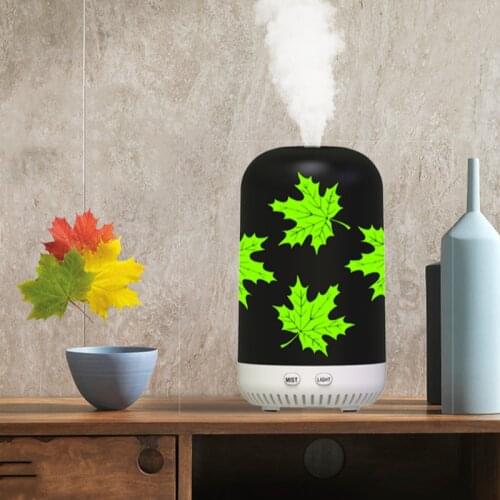 3D Maple Leaf Aromatherapy Essential Oil Diffuser with Coloful Night Lamp USB Ultrasonic Air Humidifier Aroma Diffusor for Home