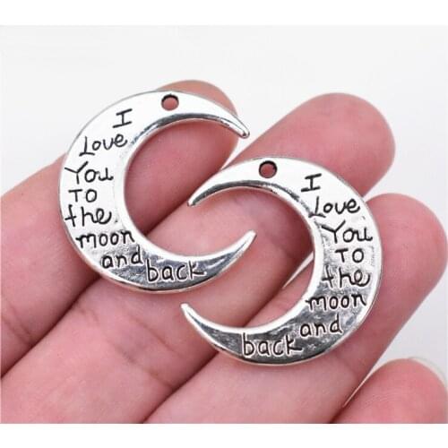 5pcs 30x9mm Antique Silver Plated Moon Charms Pendant DIY Handmade Jewelry Accessories-D1-13