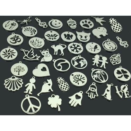 5pcs/lot Stainless Steel Charm Pendants Cute Lovely Boy and Girl Map DIY Metal Bracelet Necklace Jewelry Findings Accessories