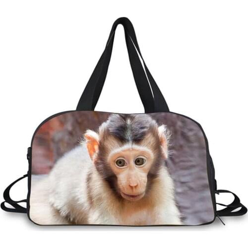 AnyFocus brand handbag Men women bags, Animal monkey print bag luggage high quality shoulder bag fashion cool Travel bag