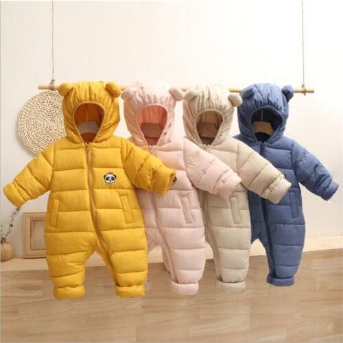 Baby Snowsuit Winter Clothes Hooded Baby Romper Thick Warm Baby Boy Romper Girls Romper Coat Baby Jumpsuit Overalls Outerwear