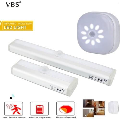 LED Under Cabinet Light 6/10 LEDs PIR LED Motion Sensor Light For Closet Stairs Kitchen Cupboard Wardrobe Bed Night Light luces