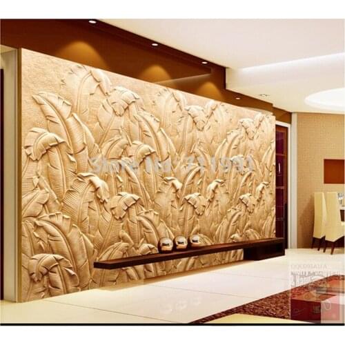 Custom modern Wallcoverings, banana leaf mural sandstone mural for bedroom living room sofa background wall waterproof wallpaper