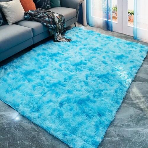 Long Hair Tie-Dye Gradient Carpet Plush Bedside Bedroom Blanket New European Style Home Living Room Decoration Large Floor Mat