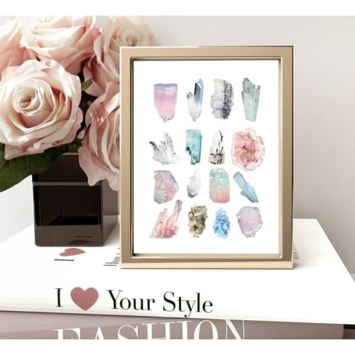 Crystals Prints Gemstone Crystal Chart Quartz Poster Art Canvas Painting Boho Decor Minimalist Wall Art Picture Home Decoration
