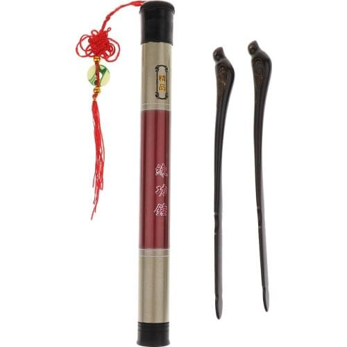 1 Set Ebony Beaters Mallets with Storage Box Holder for Dulcimer Yangqin Performance Accessory