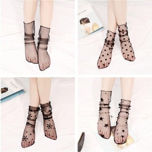 Fashion Womens Socks Transparent Love Style Sexy Fishnet Sweet Socks Soft Attractive Comfortable High Quality Womens Socks