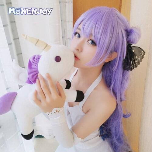 Monenjoy Azur Lane HMS Unicorn Cosplay Wig Blue Purple Gradient Wave Cos Hair