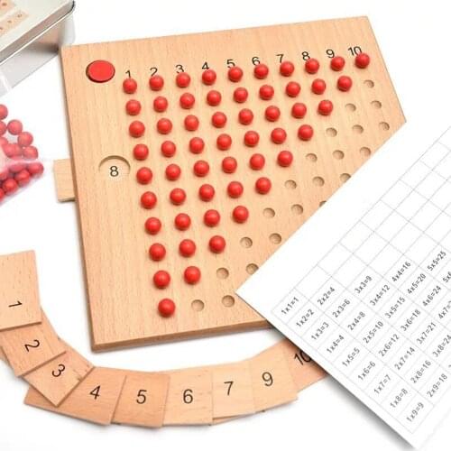 Montessori Educational Wooden Toy Multiplication and Division Beads Board for Early Childhood Preschool Training Family Version