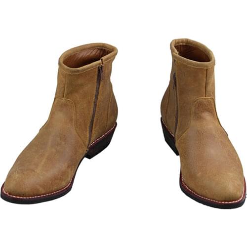 2019 New Men Boots Real Cowhide Genuine Leather Men Ankle Boots Pointed Toe 3.5cm Heels Classic Cowboy Boots Men Botas, Big 46