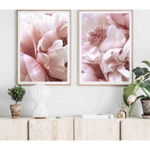 Decoration Pink Peonies Flower Wall Art Canvas Painting Vintage Poster Posters And Prints On Wall Pictures For Living Room Home