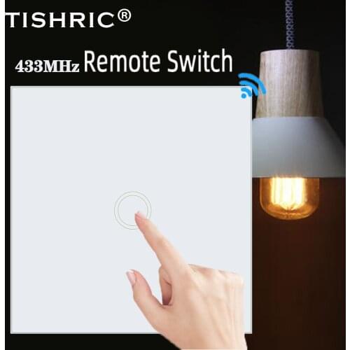 TISHRIC 86 Type Wall Panel 433mhz RF Remote Smart Switch Remote Control Glass Panel Smart Home RF Switch Work With Sonoff T1/T2