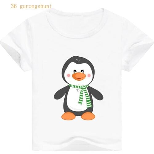 New cartoon cute kawaii print penguin kids t shirt for boys t shirts girl t-shirts funny children tops for girls boy clothes