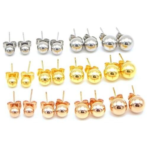 10pcs/lot Stainless Steel ball Post Earring Studs Base Pins With Earring Plug Findings Ear Back For DIY Jewelry Making