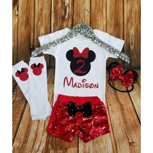 Personalize name age minnies princess birthday bodysuit onepiece sparkle gold shorts Outfit Set baby shower party favors
