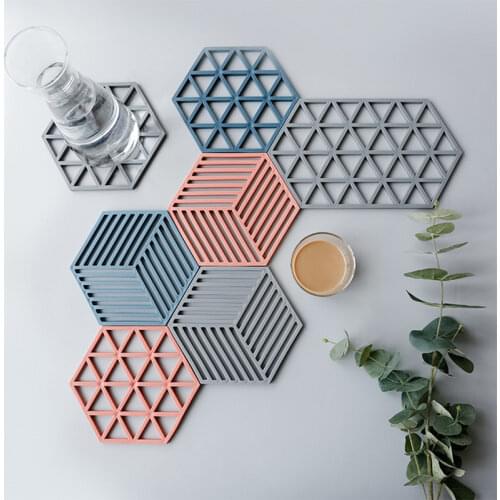 Hot Pad Stand Mug Cup Mat Heat-insulated Bowl Placemat Desktop Eco-friendly 1PCS Chic Silicone Coaster Cup Hexagon Mats