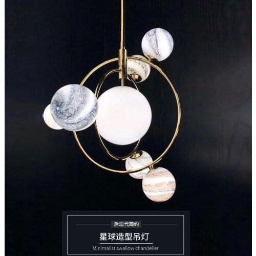Post modern Nordic dream wandering earth chandelier planet personality study bedroom childrens room Chandelier