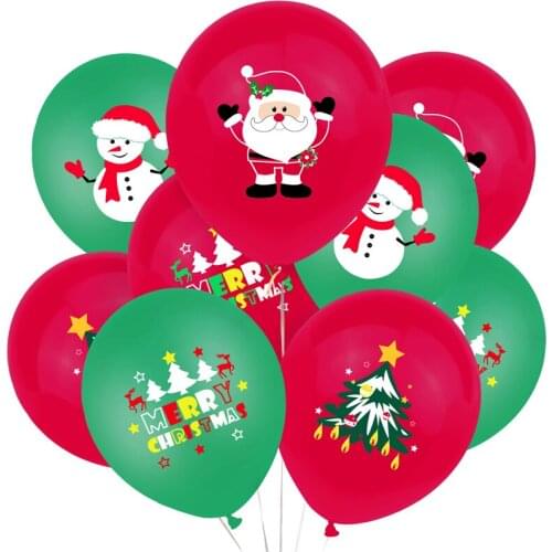 10pcs/set Red Green Cartoon Santa Snowman Merry Christmas Balloons DIY Latex Ballons Happy New Years Day Party Home Bar Decor