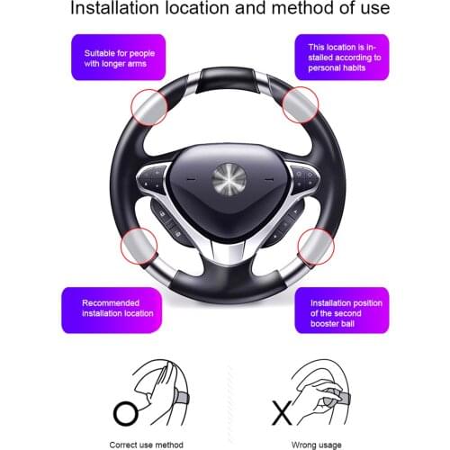 Steering Wheel Grip Knob 360 Degree Rotation Metal Bearing Handle Ball Turning Helper