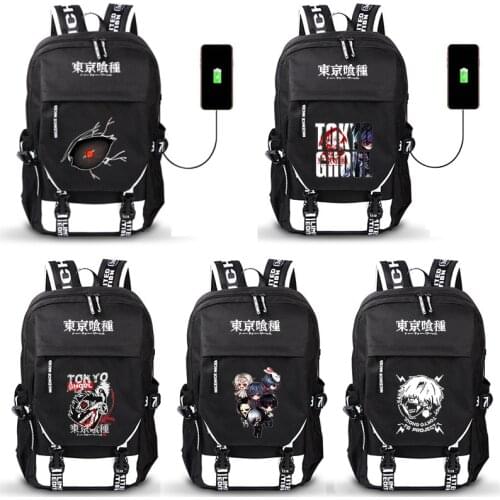 Tokyo Ghoul Anime Kaneki Ken w/USB Port Backpack Boys Girls Men Women Bag Travel School Bag Teenager Laptop Book Bag Mochila