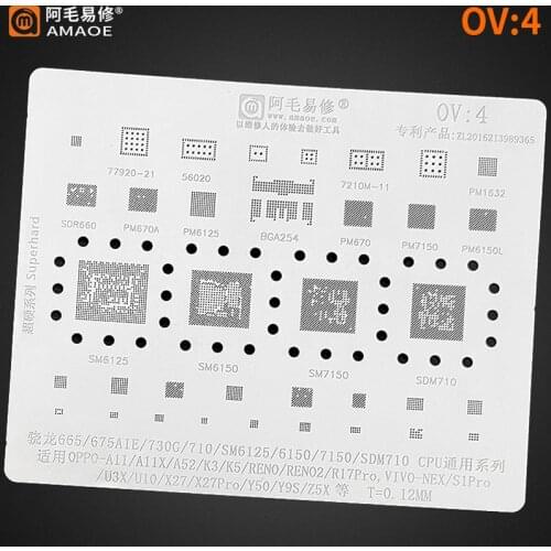 SDR660 PM670A PM6125 PM670 PM7150 PM6150LPMI632 SM6125 SM6150 SM7150 SDM710 For oppo BGA Reballing Stencil Tin Solder Template