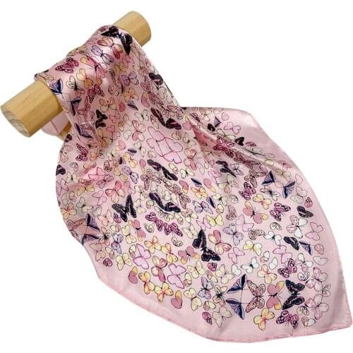 Natural Silk Scarf Women Bandana Female Butterfly Hair Scarf for Women Silk Headband Womens Square Silk Fashion Face Mask Scarf