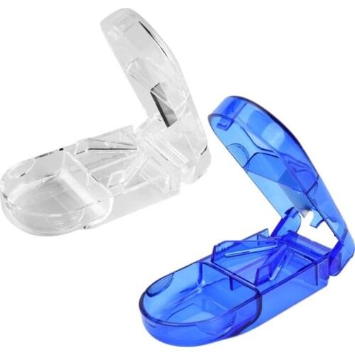 Folding Vitamin Medicine Drug Pill Box Case Organizer Tablet Container Cutting Drugs Storage Cutter