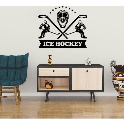 Sport Ice Hockey Player Wall Sticker Home Decor Removable Self Adhesive Wall Art Murals Living Room Bedroom Wall Sticker DW10409