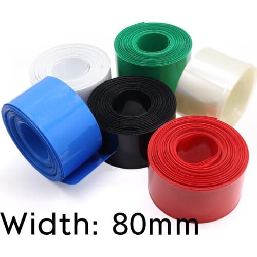 Width 80mm (Diameter 50mm) Lipo Battery Wrap PVC Heat Shrink Tubing Insulated Case Sleeve Protection Cover Flat Pack Colorful