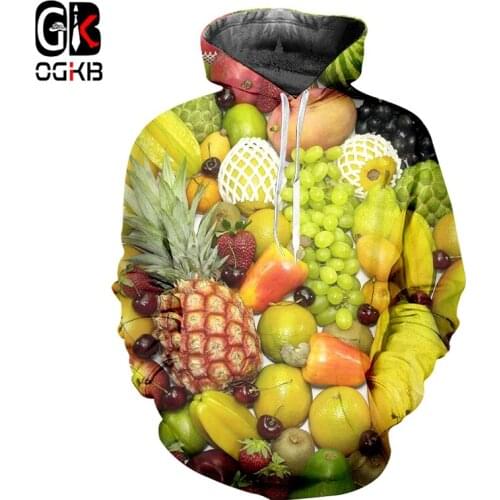 OGKB Hoodies New Hip-hop Fashion 3d Fruit Food Loose Neutral Summer Tops Oversize