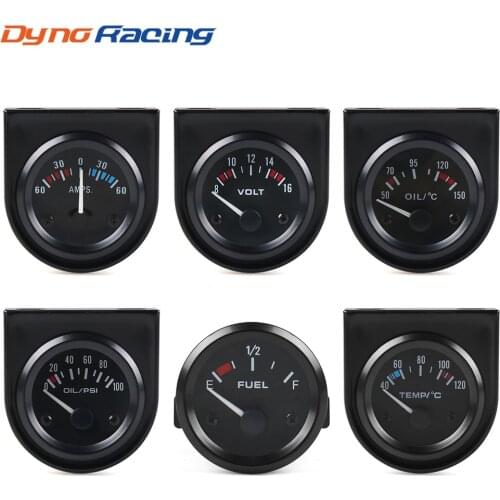 2INCH 52MM Black Volt meter Water temp Oil temp gauge Oil press gauge Fuel level gauge AMP Meter Triple gauge kits Car meter