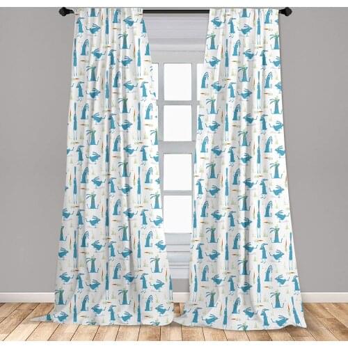 Rabbit Curtain for Kids Room Bunny with Carrot Funny Cheerful Rodent Running Jumping Sitting Lightweight Window Drapes